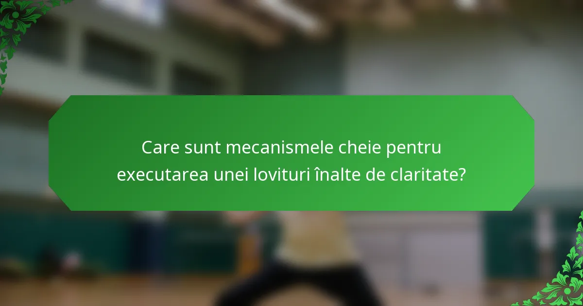 Care sunt mecanismele cheie pentru executarea unei lovituri înalte de claritate?