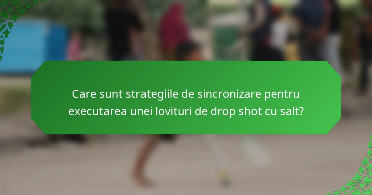 Care sunt strategiile de sincronizare pentru executarea unei lovituri de drop shot cu salt?