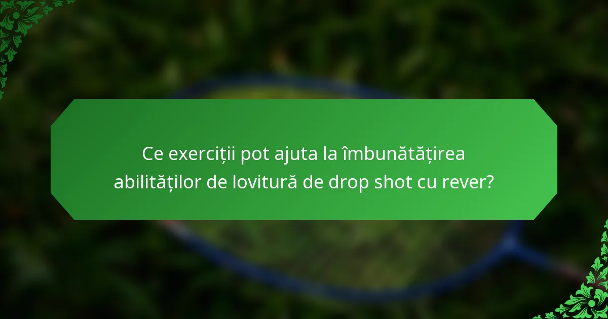 Ce exerciții pot ajuta la îmbunătățirea abilităților de lovitură de drop shot cu rever?