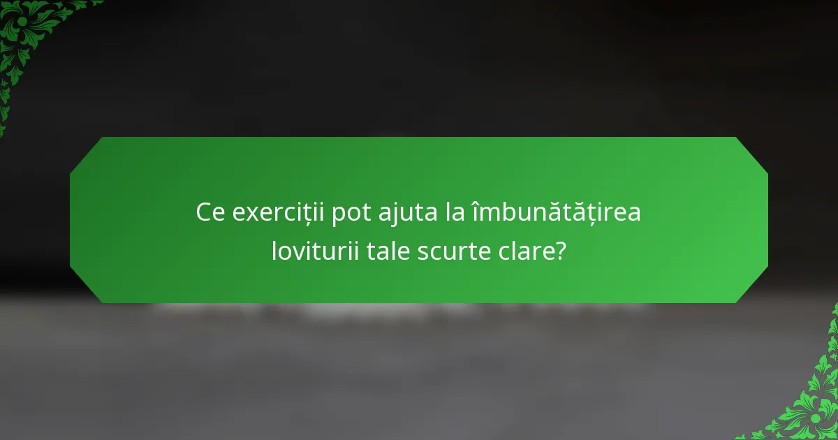 Ce exerciții pot ajuta la îmbunătățirea loviturii tale scurte clare?