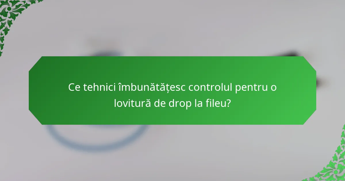 Ce tehnici îmbunătățesc controlul pentru o lovitură de drop la fileu?