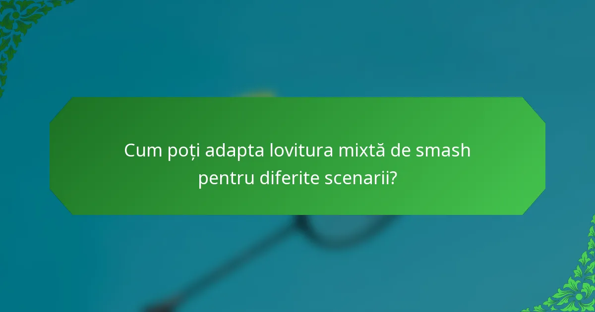 Cum poți adapta lovitura mixtă de smash pentru diferite scenarii?