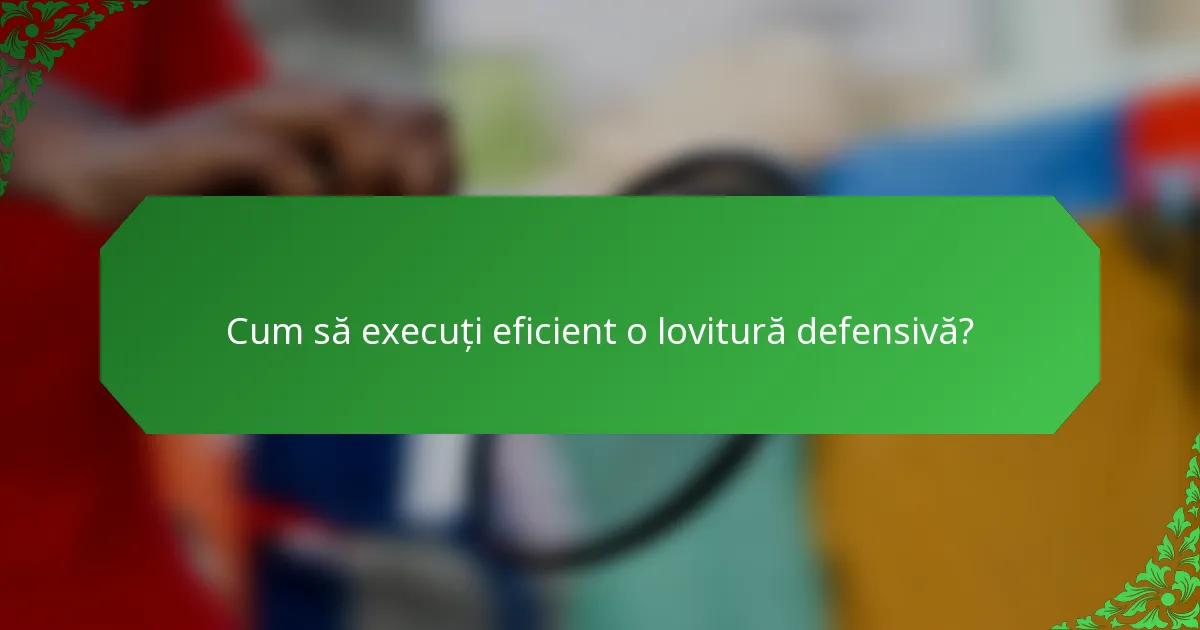Cum să execuți eficient o lovitură defensivă?