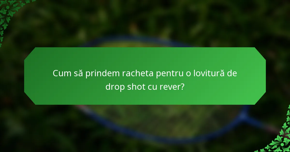Cum să prindem racheta pentru o lovitură de drop shot cu rever?