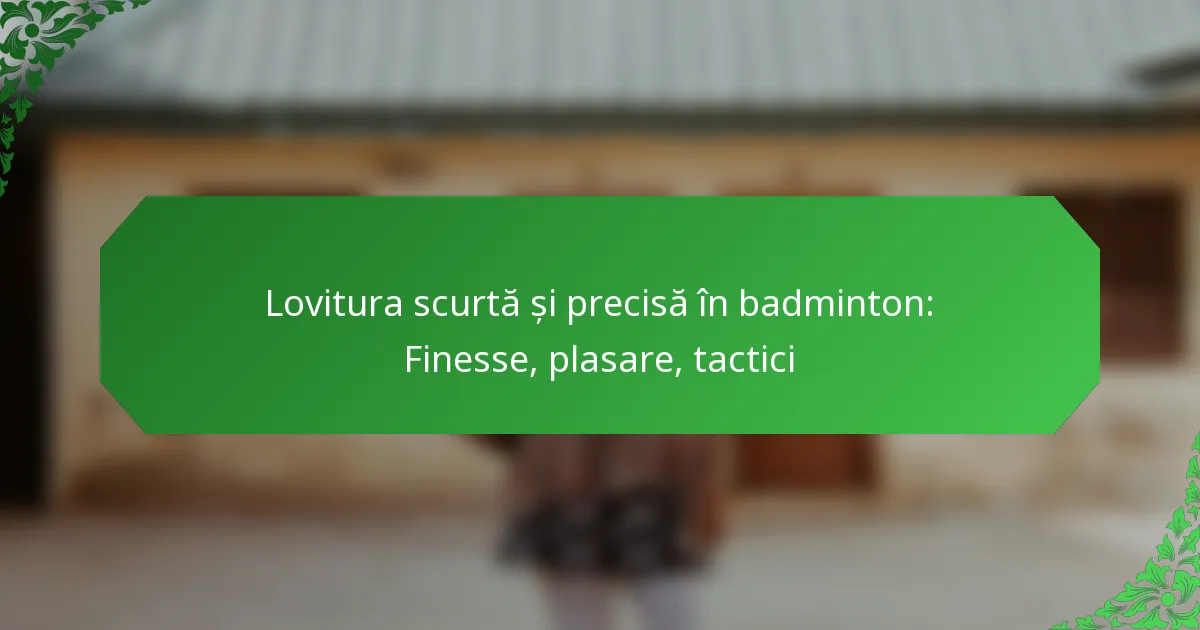 Lovitura scurtă și precisă în badminton: Finesse, plasare, tactici